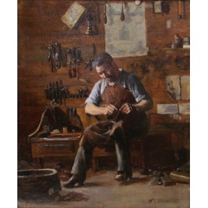 WILLIAM BRYMNER, RCA   1855-1925        The Cobbler Tremblay, Ste-Famille, Ile d'Orléans, ca 1885